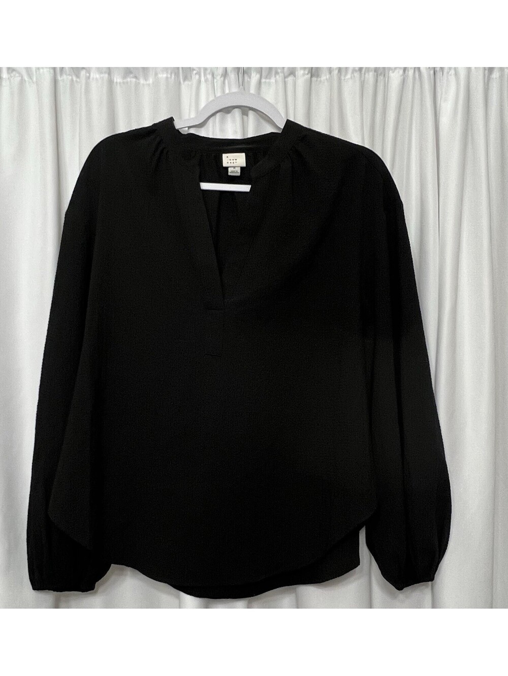 A New Day Women's Black Balloon Sleeve Blouse Size Medium